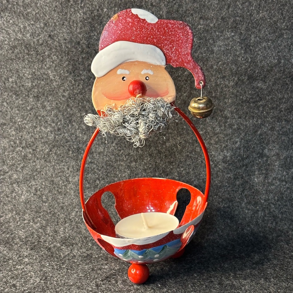 Festive Santa Votive/Candle Holder in Red